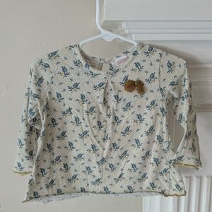 Zara Kids Long Sleeve Shirt with Blue Floral Pattern